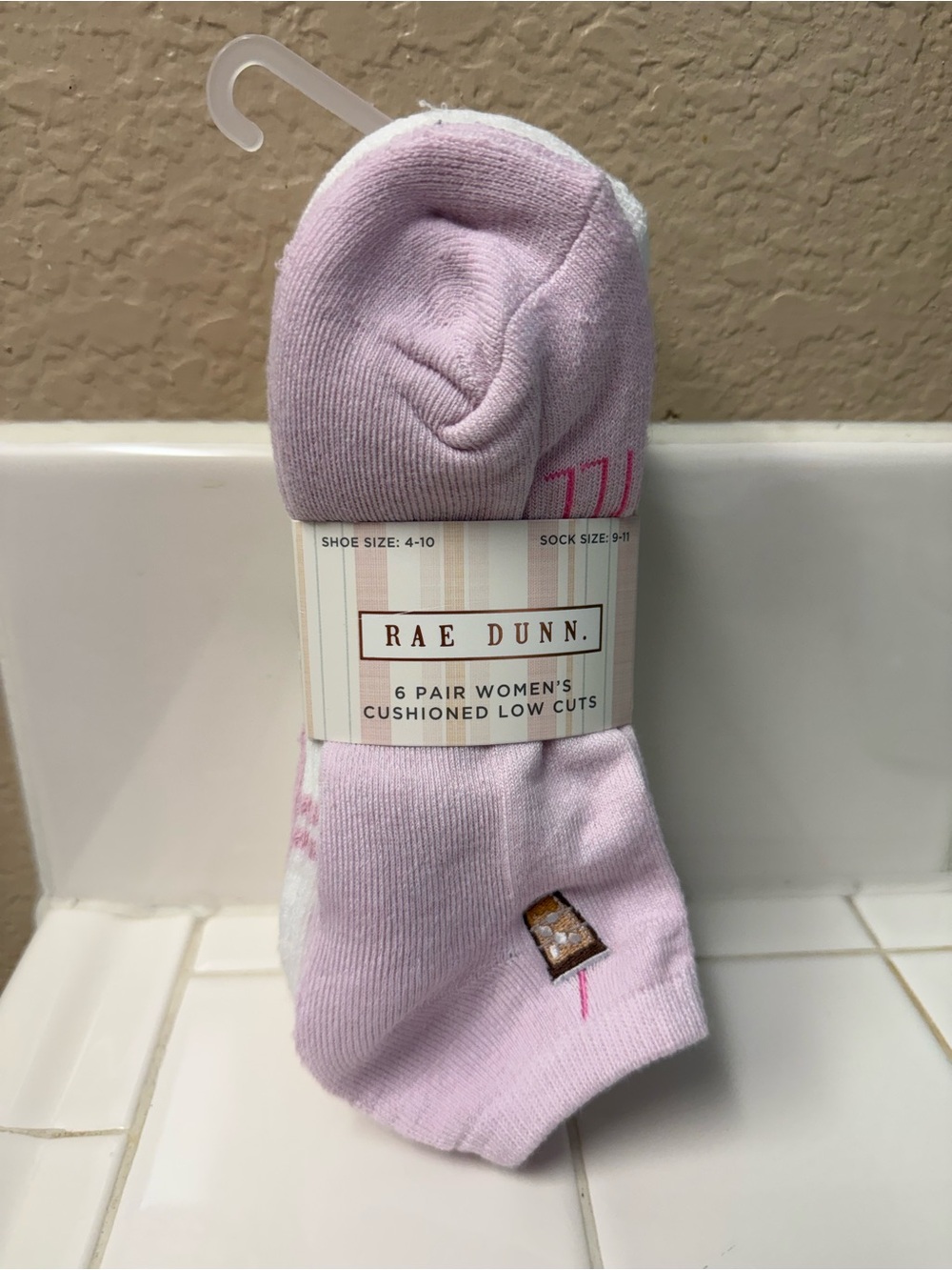 Rae Dunn Cushioned Low Cut coffee Socks - 6 Pair